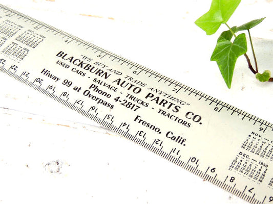 【AUTO PARTS】1950s・カリフォルニア・ヴィンテージ・カレンダー付きルーラー・定規