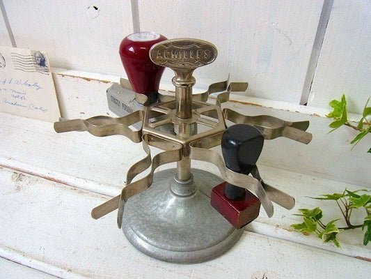 【ACHILLES】アキレス社・スチール製・回転式・アンティーク・スタンプホルダー USA