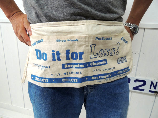 BIG LOTS ブルーロゴ・コットン100%・ポケット付き・ビンテージ・ワーク エプロン USA