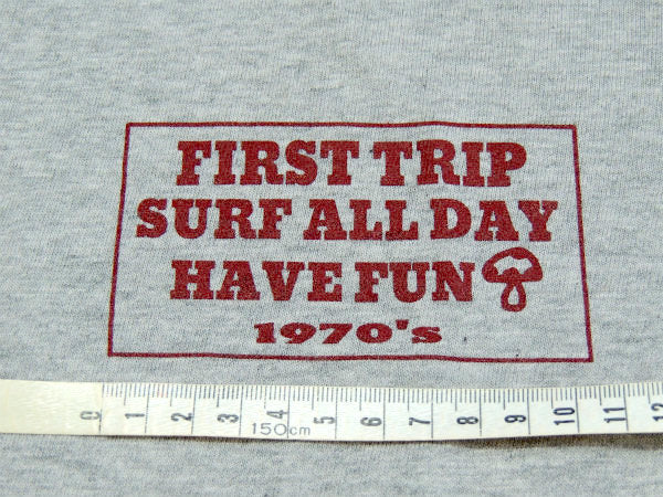 【First Trip】ファーストトリップ・グレー×ワインレッド・オリジナル・Tシャツ(Lサイズ)
