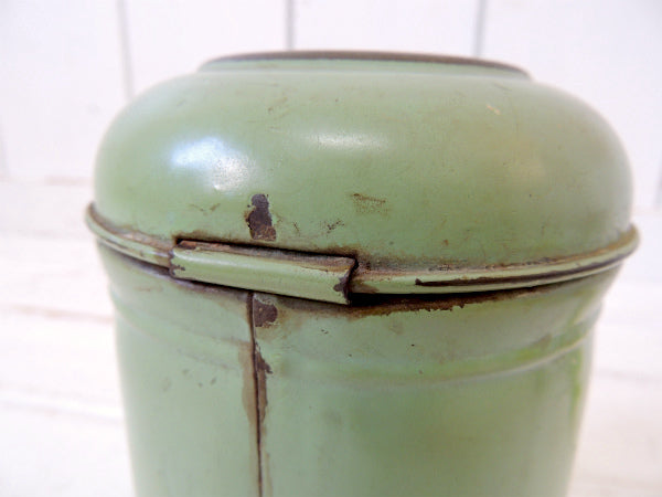 【TEA】ミントグリーン色・ティン製・アンティーク・キャニスター/ティン缶 USA