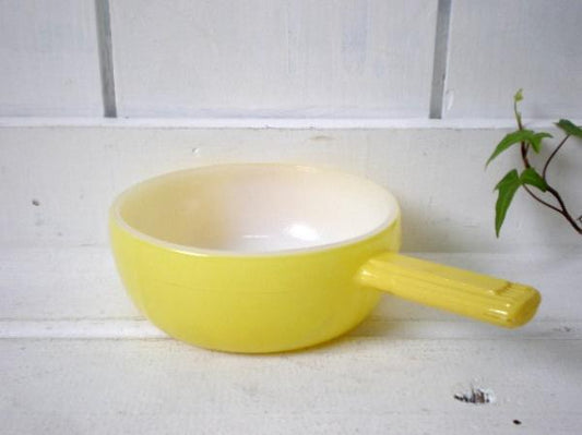 【グラスベイク】Glasbake・イエロー・ワンハンドル・キャセロール/食器 USA