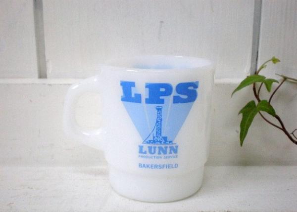 【LPS・カリフォルニア】アドバタイジング・マグカップ・ヴィンテージ・ミルクガラス・ミルクガ