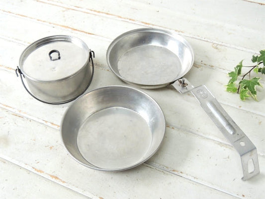 【ボーイスカウト】REGAL社・アルミ製・60'sヴィンテージ・メスキット・フライパン&皿&鍋セット