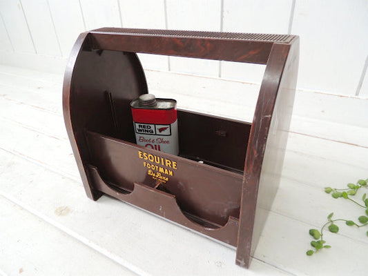 Esquire Footman シューケア USA ヴィンテージ 靴磨きボックス 収納ケース シューシャインボックス