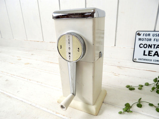 【ICE-O-MAT/キッチン雑貨】USA・ホワイト・手動式・ヴィンテージ・アイスクラッシャー