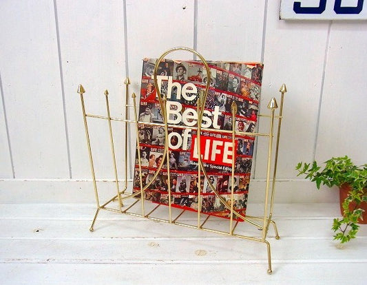 ゴールド色・ヴィンテージ・マガジンラック/マガジンスタンド USA