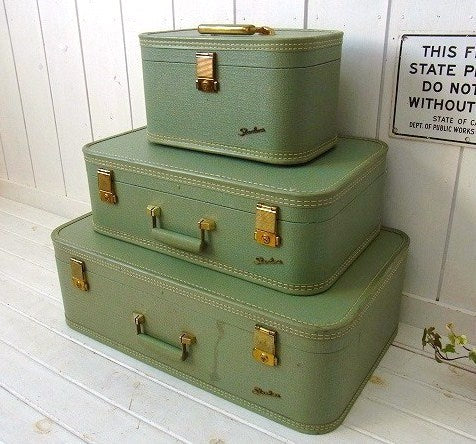 【Starline】ミントグリーン色・ヴィンテージ・スーツケース/トランク(L) USA
