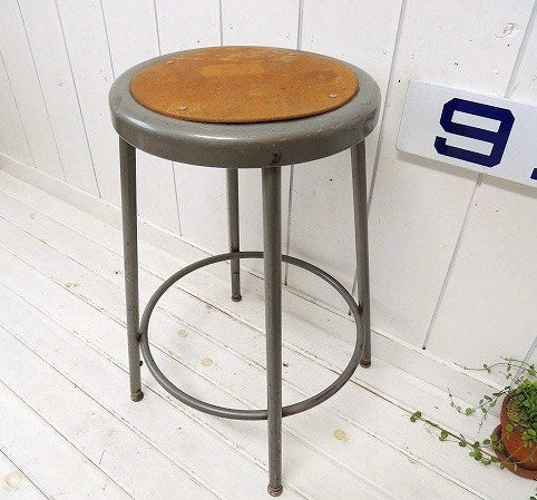 【MAYLINE】工業系・ヴィンテージ・ラウンドスツール/チェア/ガレージスツール USA