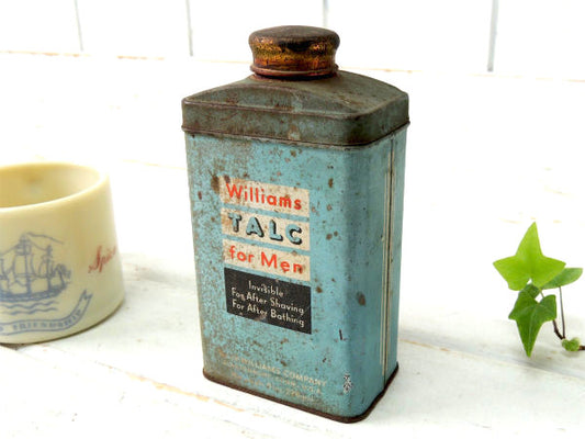 Williams ブリキ・アンティーク・シェービング用・TIN缶・パウダーケース BARBER 髭
