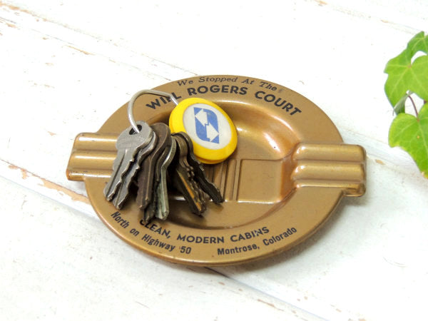 1950's アメリカ合衆国 オクラホマ州 WILL ROGERS COURT ロッジ 住宅 ティン製 ヴィンテージ 灰皿 USA