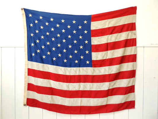 【1960s〜刺繍・50★】ビッグサイズ!ヴィンテージ・アメリカンフラッグ・看板・USA