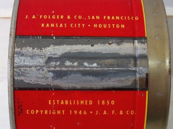 【Folgers】フォルジャーズ・ブリキ製・ヴィンテージ・コーヒー缶/ティン缶 USA