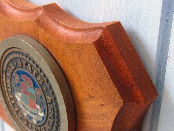 【CALIFORNIA・グリズリー熊】看板・壁掛けヴィンテージ・楯/紋章 USA