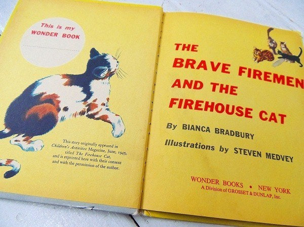【THE BRAVE FIREMEN】消防士&ネコ・50'sヴィンテージ・絵本 USA