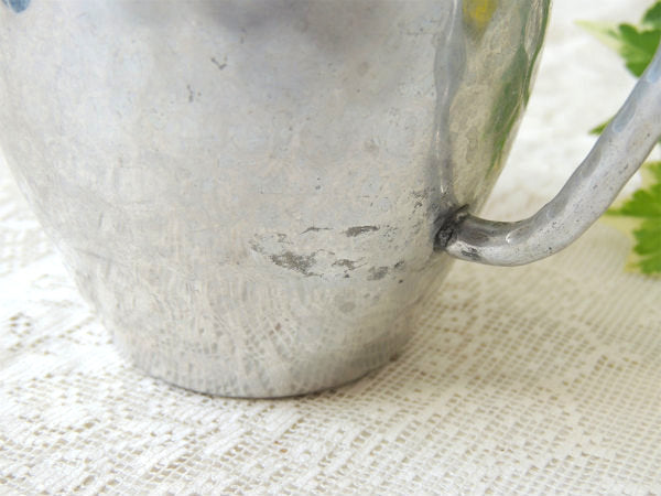 ハンマードフィニッシュ・アルミ製・ヴィンテージ・シュガー&クリーマー2点セット・コーヒー&ティー