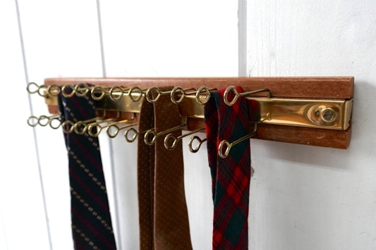ミッドセンチュリー ウッド×ゴールド ヴィンテージ ネクタイホルダー ネクタイハンガー ベルトラック