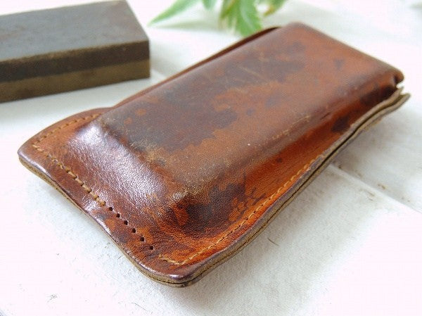 砥石 革 レザーケース付き ヴィンテージ ナイフ シャープナー US アウトドア キャンプ