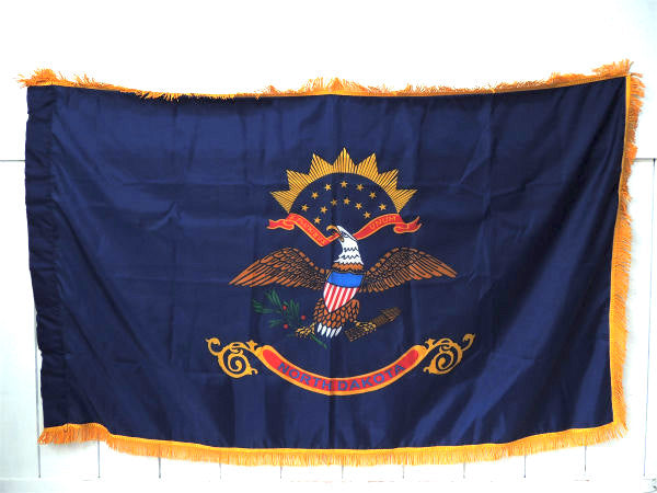 【イーグル・NORTH DAKOTA】ビッグサイズ・ノースダコタ州・フラッグ・フリンジ・州旗・USA