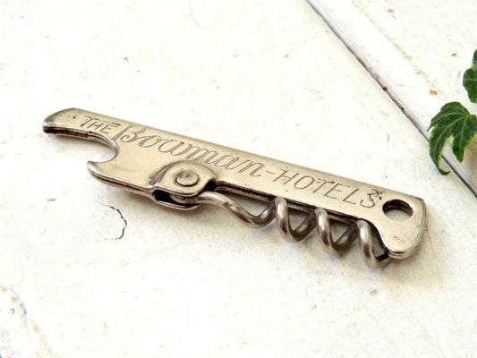 【Bowman-HOTEL】アドバタイジング・ビンテージ・栓抜き&ワインオープナー・キーホルダー