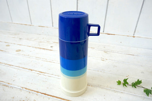 THERMOS サーモス ブルー ストライプ 70's ヴィンテージ 魔法瓶 水筒 アウトドア