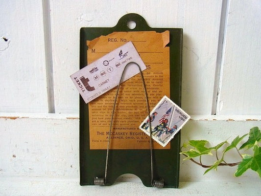 ティン製の小さなアンティーク・レシートホルダー/クリップホルダー USA