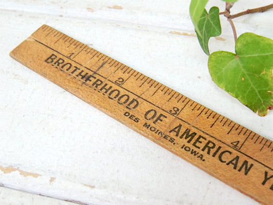 BROTHERHOOD OF AMERICA YEOMEN アンティーク 木製ルーラー 定規 物さし