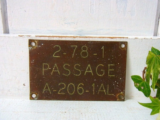 【PASSAGE】アメリカ海軍・真鍮製・40’sアンティーク・船内プレート/標示プレート