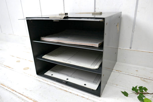 SMITH VICTOR 工業系 3段式 カバー付き ヴィンテージ 書類ケース 書類棚 書類チェスト