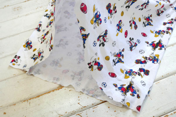 ミッキー&ドナルドダック スポーツ柄 デッドストック ヴィンテージ ファブリック 生地 リメイク USA