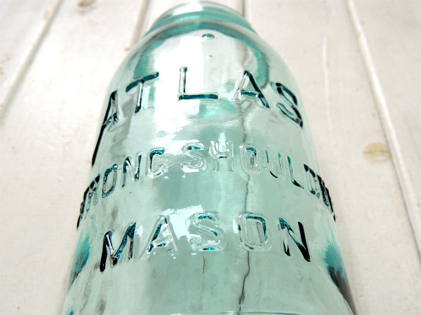 【ATLAS】ヘーゼルアトラス・クリアブルー・1920~アンティーク・メイソンジャー/ガラス瓶