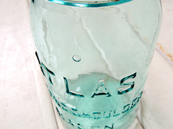 【ATLAS】ヘーゼルアトラス・クリアブルー・1920~アンティーク・メイソンジャー/ガラス瓶