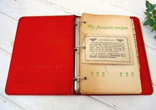 【NATIONAL】赤色のティン製・アンティーク・レシピファイル/レシピブック USA