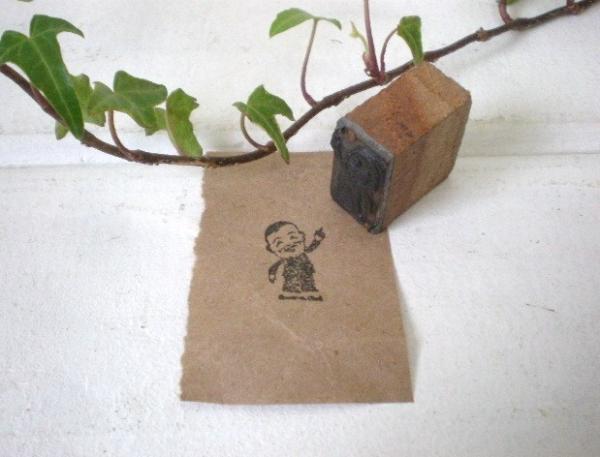 おじさま柄 木製 メタル製 キャラクター人形 小さなビンテージ スタンプ USA