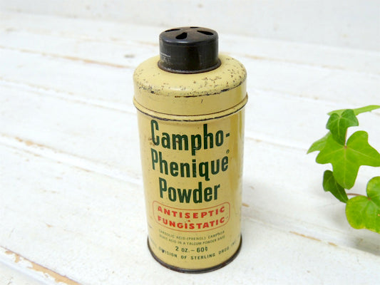 1950's~ Campho Phenique ヴィンテージ パウダー缶 OLD ティン缶 ブリキ缶 USA コスメ