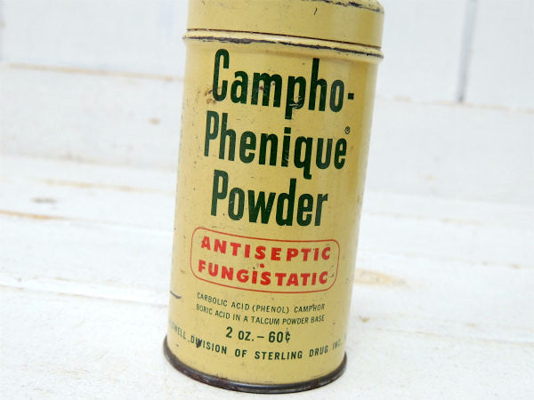 1950's~ Campho Phenique ヴィンテージ パウダー缶 OLD ティン缶 ブリキ缶 USA コスメ