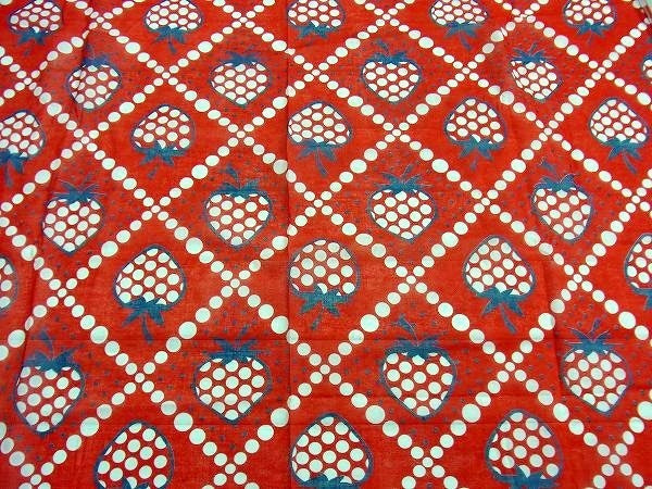 レトロポップなイチゴ柄・デッドストック・ヴィンテージ・ファブリック/生地 USA