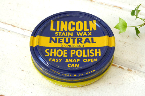 USA リンカーン シューポリッシュ 靴磨き ワックス ナチュラル カラー ヴィンテージ ティン缶 ポリッシュ缶
