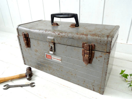 【シアーズ・クラフトマン】グレー色・メタル製・2段式・ヴィンテージ・ツールボックス/工具箱/道具箱