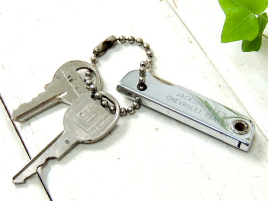 【シボレー・CHEVROLET】ヴィンテージ・ポータブル・ナイフ&栓抜き付き・キーホルダー・企業モノ