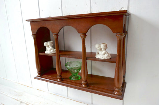 US クラシカル アーチ型 木製 ヴィンテージ シェルフ 飾り棚 ウォールシェルフ キャビネット