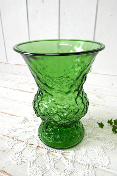 USA E.O. Brody Co.アボカド・グリーン・ガラス製・ヴィンテージ・フラワーベース 花瓶