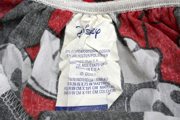 ミッキーマウス ディズニー 赤 リメイク 総柄 ヴィンテージ ユーズドシーツ(ボックスタイプ)USA