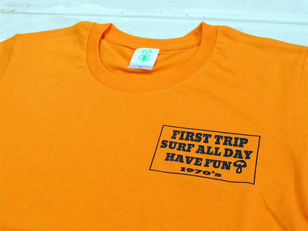 【First Trip】ファーストトリップ・オレンジ色・オリジナル・Tシャツ/コットン100%(S)