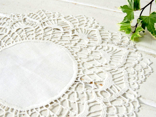 アメリカ製・ホワイト・クロッシェレース・デッドストック未使用・アンティーク・ドイリー・ハンドメイド