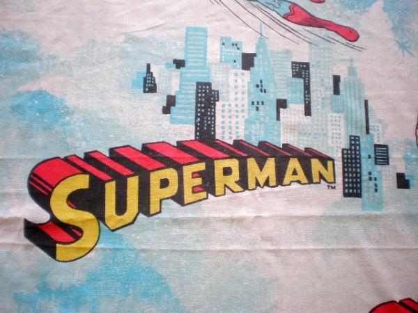 USA　スーパーマン・70’sヴィンテージ・ユーズドシーツ(フラット)