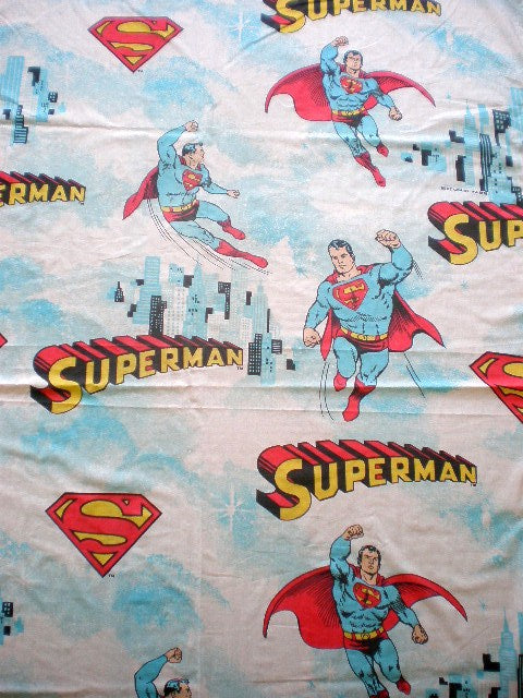 USA スーパーマン・70’sヴィンテージ・ユーズドシーツ(フラット)