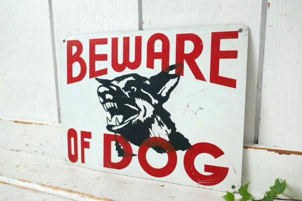 BEWARE OF DOG 猛犬注意 警告 番犬 メタル ビンテージ サイン 看板 アメリカ USA