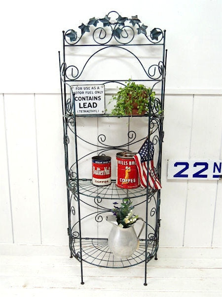 ワイヤー3段 シェルフ USA ディスプレイ 折り畳み式 ガーデニング 棚 ガーデンシェルフ