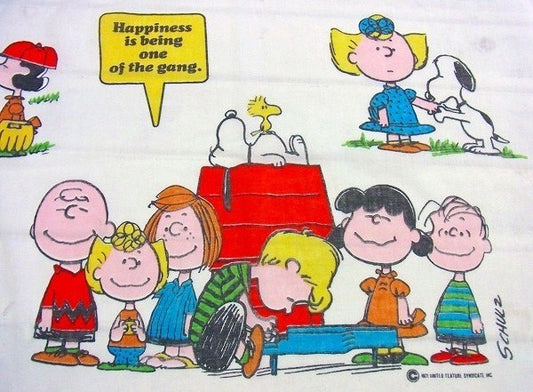 【スヌーピー】ピーナッツの仲間・コミック柄・70’s・ヴィンテージ・ユーズドシーツ(1/2) USA